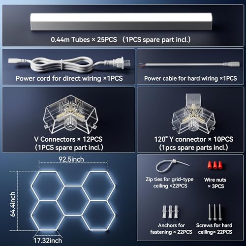 UMCDA Hexagon LED Lights 24-Pack for Garages & Warehouses