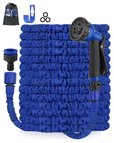 Brand Expandable Garden Hose 50FT Heavy Duty Water Hose with 8 Function Spray Nozzle, Leak-Proof Retractable