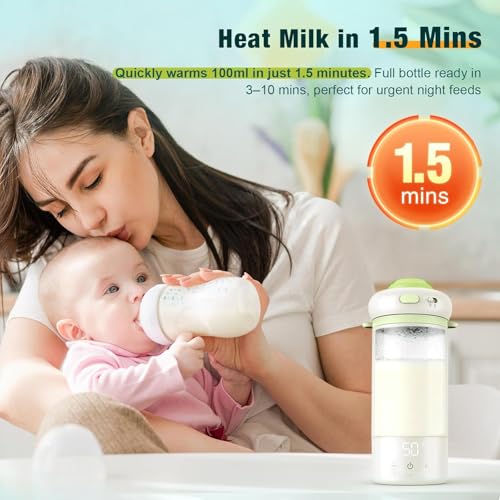 Baby Bliss Portable Bottle Warmer: Fast Heating, Precise Temp Control, Leak-Proof, USB Charge, Safety Lock - Ideal for Travel