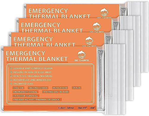 Surviveware Emergency Mylar Blankets: Space Blanket 4-Pack