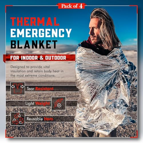 Space Mylar Blankets 4-Pack: Reusable Thermal Survival Gear