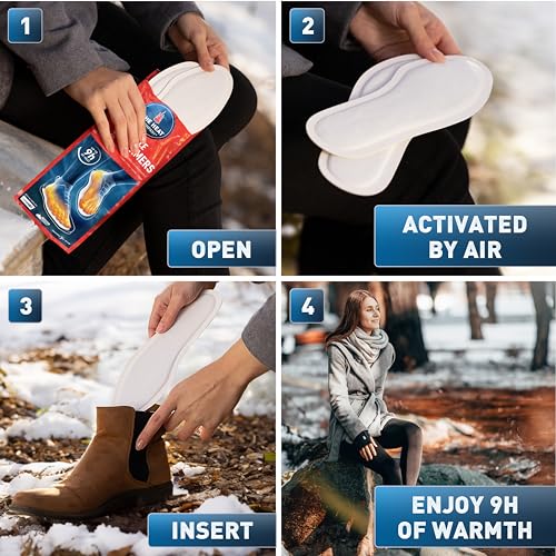 THE HEAT COMPANY Foot Warmers - Air Activated, Natural - 9h Warmth - Toe Warmers for Women & Men - S, M, L, XL