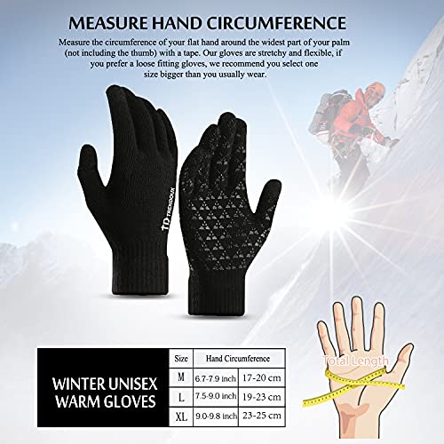 TRENDOUX Winter Gloves - Touch Screen Thermal Knit Glove for Cold Weather Running