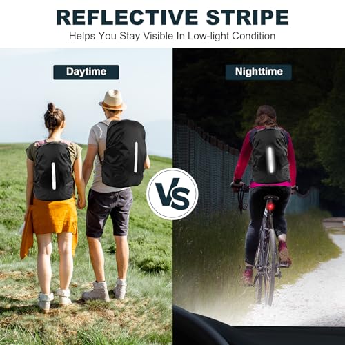 LAMA Waterproof Backpack Rain Cover, Reflective Protector, Anti-Dust, Anti-Theft, 30-40L, Black