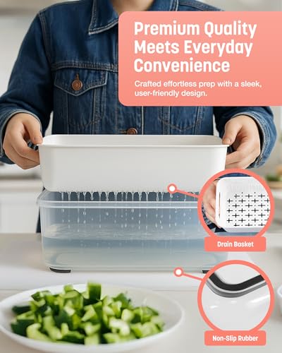 Keplin 7-in-1 Vegetable Chopper: Slicer, Dicer, Grater - BPA Free, Dishwasher Safe - Stainless Steel Blades