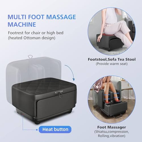 COMFIER Foot & Calf Massager with Heat, Shiatsu & Kneading for Feet, Ankle, Leg, Plantar Fasciitis - Relax Tired Muscles