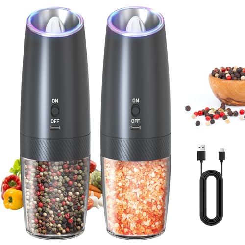 CIRCLE JOY Electric Salt & Pepper Grinder Set with LED Light