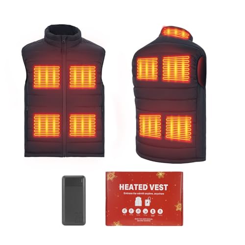 Heated Vest with 20000mah Power Bank, 3 Temp Settings - Outdoor Body Warmer for Women & Men - Motorcycle Fishing
