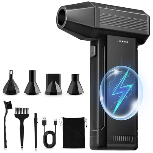 Super Power Cordless Air Duster - 150000RPM, 3 Gear Blower, LED Light - Laptop, Keyboard, Car - 5 Nozzles