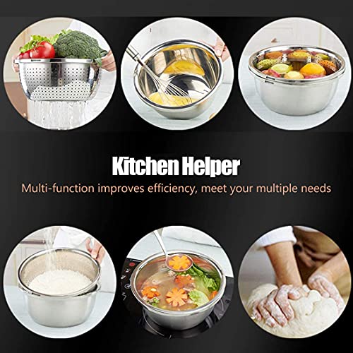 Linkidea Stainless Steel Colander Set of 2 - Kitchen Strainer with Bowl, Drainer Basket, Basin for Vegetable, Fruits, Pasta - Heavy Duty