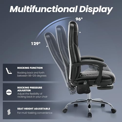 Big & Tall Massage Office Chair with Heat, Footrest, Wheels