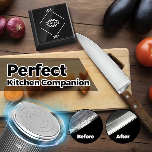 KitchenIQ Rolling Knife Sharpener Kit - Professional Knife Sharpener with Replaceable Diamond Discs - Whetstone - 15° to 20° Angle