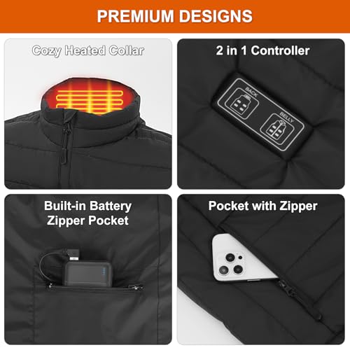 Heated Vest 3 Temp Settings, 20000mAh Power Bank, Unisex Warm Body Warmer for Outdoor Activities