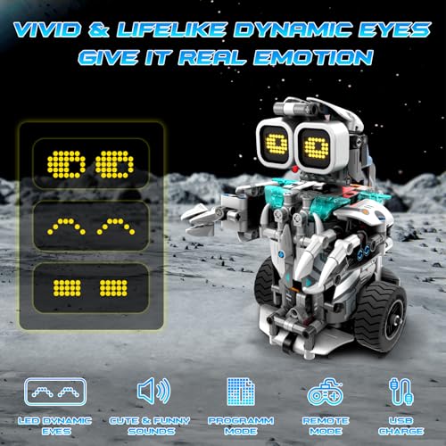 Buildable STEM Dino Moto Robot Kit, Remote Control, Music, 646 Pcs - Fun Educational Toy for Kids 6-14 - Birthday & Xmas Gift