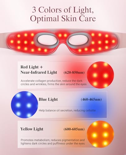 Wireless Under-Eye Red Light Therapy Mask - Brighten Eyes, Reduce Bags & Circles - 3 Modes, Rechargeable - Home Skincare