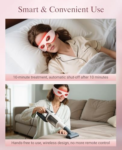 Wireless Under-Eye Red Light Therapy Mask - Brighten Eyes, Reduce Bags & Circles - 3 Modes, Rechargeable - Home Skincare