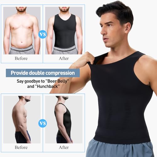 SLIMBELLE Men's V-Neck Slimming Vest for Tummy Control & Compression
