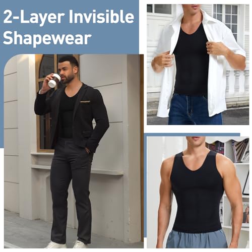 SLIMBELLE Men's V-Neck Slimming Vest for Tummy Control & Compression