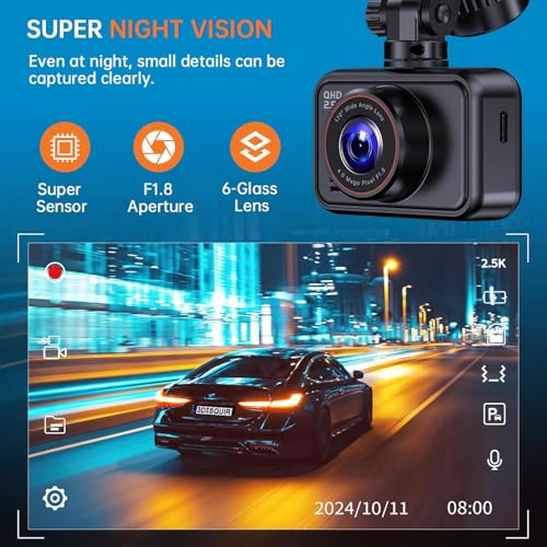 Brand Dash Cam: 1440P+1080P QHD Dual Camera for Cars, Mini Cam, 2" Screen, Night Vision, Parking Monitor