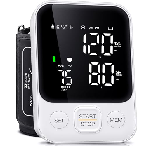 Brand Upper Arm Blood Pressure Monitor, Memory, Adjustable Cuff, Large Display & LED Light - Home Use