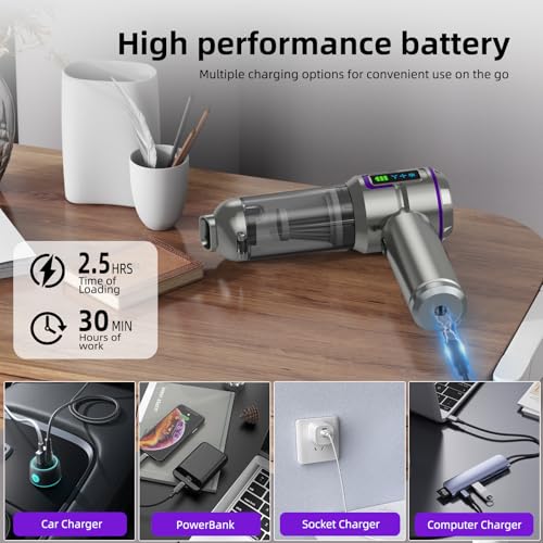 Brand Handheld Vacuum Cleaner 25000Pa 4-in-1 Cordless Car Vacuum with Screen, 1-Touch Dust Removal, Brushless Motor for Home/Car/Pet