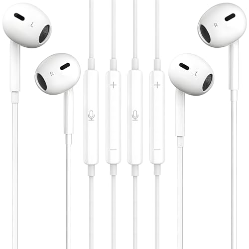 Brand Wired Earbuds with Mic & Volume Control for iPhone, Noise Reduction, Plug & Play, Support All iOS