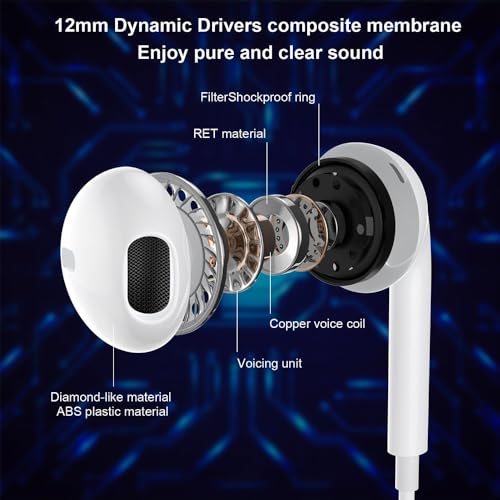 Brand Wired Earbuds with Mic & Volume Control for iPhone, Noise Reduction, Plug & Play, Support All iOS