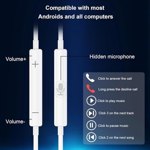 Brand Wired Earbuds with Mic & Volume Control for iPhone, Noise Reduction, Plug & Play, Support All iOS
