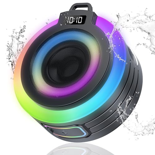 Portable Bluetooth Shower Speaker, Stereo Sound, Mic, IPX7 Waterproof, Wireless Bluetooth 5.4, Bathroom, Party