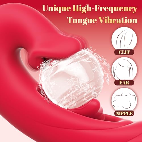Rose 3-in-1 Clitoral Stimulator Vibrator for Women - 10 Tongue & 10 Flapping Modes - Rabbit Vibrators for Couples