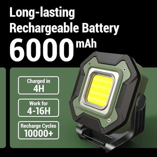 Brand Rechargeable LED Work Light: 16-Hour Long-Lasting Portable Flashlight for Car Repair & Camping, Magnetic, Waterproof