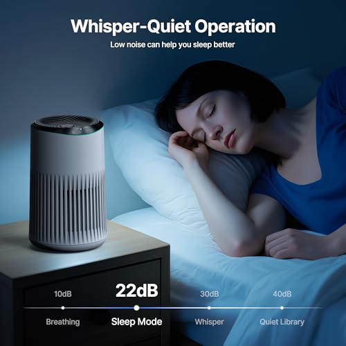 MERONTE Air Purifier: Smoke Odor Removal with Fragrance Sponge, Sleep Mode, Blue Night Light - Home & Office - 1 Pack