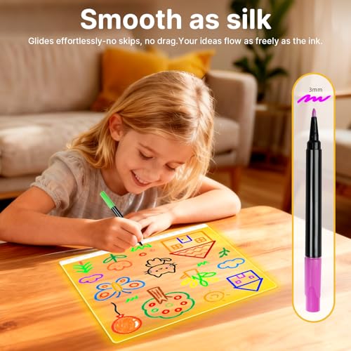 LED Note Board 12-Color Dry Erase Markers - Light Up Drawing Board - Kids/Girls/Teens Gift