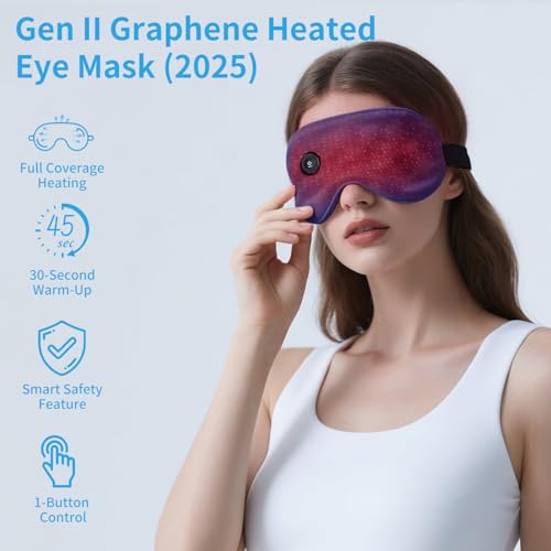 Graphene Heated Eye Mask: Wireless, 3 Heat Levels, Auto-Off