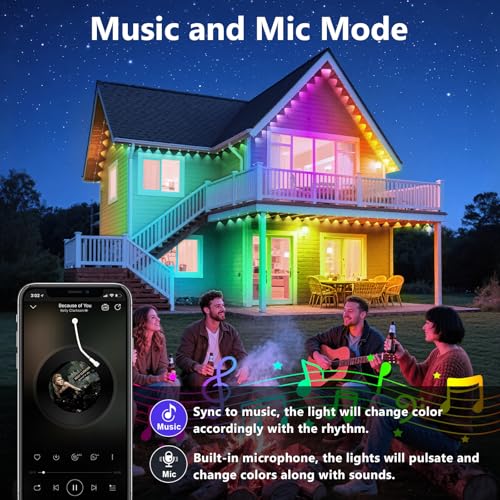 LETIANPAI RGB Eaves Light, App Control, DIY Scene Modes, IP67 Waterproof Under Eave Lighting for Decor, Garden, House, Party
