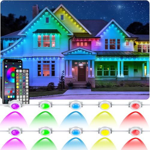 LETIANPAI RGB Eaves Light, App Control, DIY Scene Modes, IP67 Waterproof Under Eave Lighting for Decor, Garden, House, Party