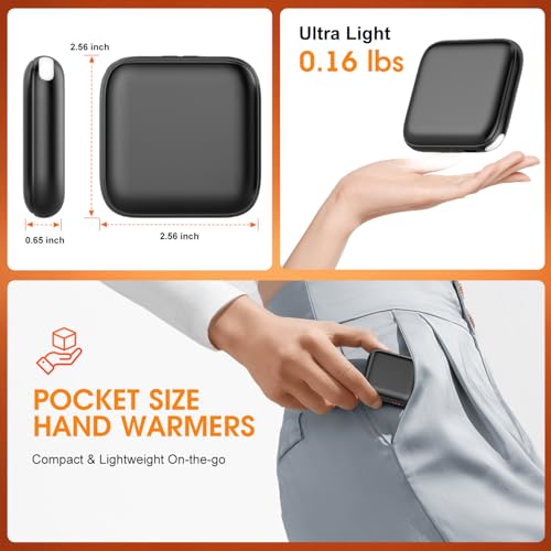 HandyMitts Hand Warmers - Fast Heat, LED Light, Rechargeable, 2-Pack