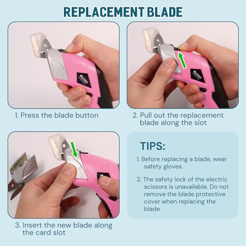 VLOXO Cordless Electric Scissors: Rechargeable Cutter for Fabric & Cardboard, Powerful Shears with 2 Blades - Pink