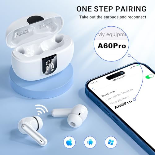 FX Wireless Earbuds Bluetooth 5.3, ENC Noise Cancelling, HiFi Stereo, 42H Playtime, LED Display, IP6 Waterproof