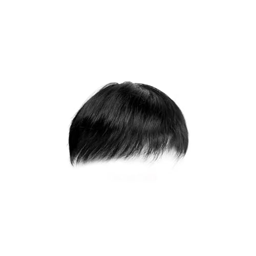 Black Natural Human Hair Toupee Clip for Men - Short Breathable Wig for Daily Wear