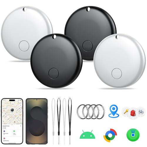 Smart Tags Bluetooth Luggage Tracker, Works with Apple Find My, Android & iOS, Item Finder for Travel, Commute, Backpack - 4 Pack