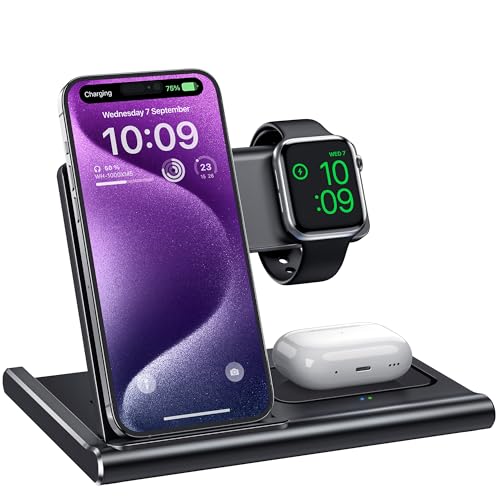 EXW 3-in-1 Wireless Charger for iPhone & AirPods Pro - Fast Charging Stand for Apple Watch - No Plug - ChatGPT Friendly