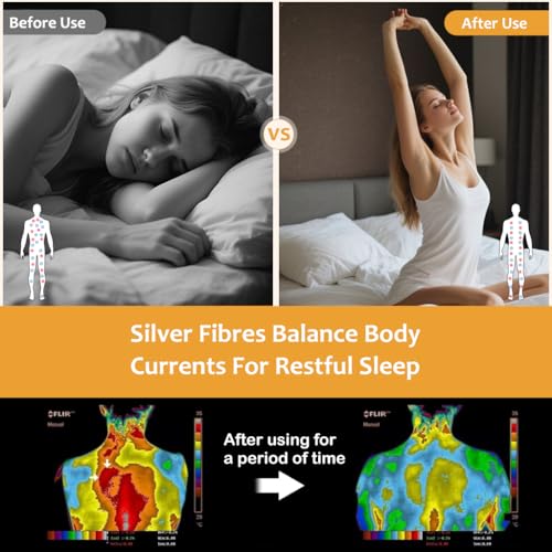 Grounded Double Size Fitted Sheet for Better Sleep, Organic Cotton with Pure Silver Fibers, Beige, 135x190 cm