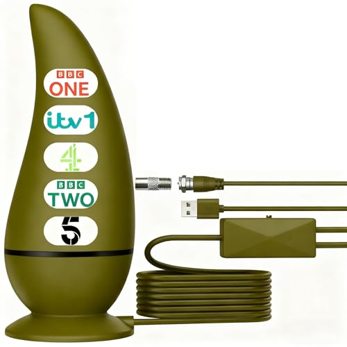 Green 2025 Indoor TV Aerial for Smart TV, Long Range Freeview Reception, Easy Installation - Supports 4K HD