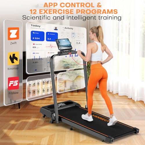 Foldable 6-in-1 Treadmill: 12KM/H Speed, 9% Incline, APP, Under Desk, Portable, Remote Control