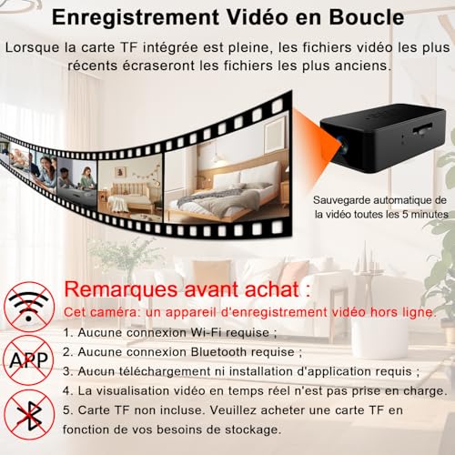 Cuoum Mini Camera 1080P Micro Camera with Audio, Surveillance Cam, One-Button Operation, Indoor/Outdoor Cam - No WiFi/Bluetooth