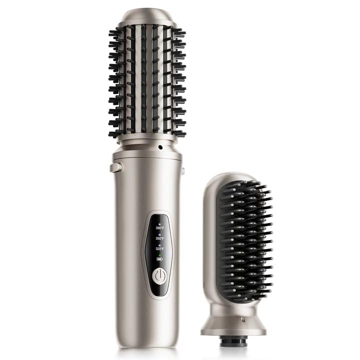 Mini Travel Cordless Hair Straightener Brush: 2-in-1 Curl & Straighten, Fast Heating, 200M Negative Ions - Women's Hot Comb
