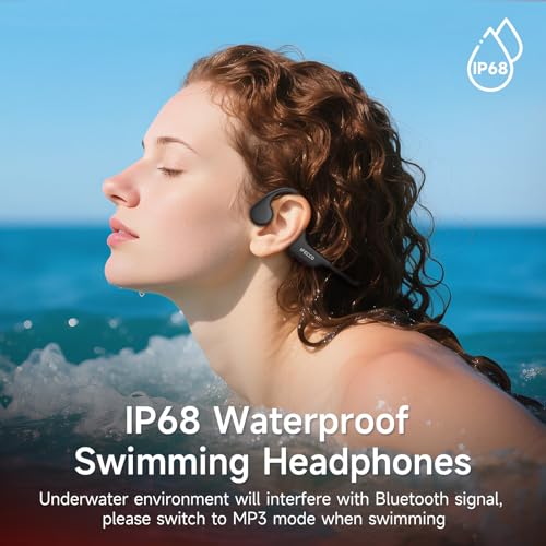 IFECCO Waterproof Bone Conduction Headphones 6.0 for Swimming - IP68, Underwater MP3, Bluetooth - Ideal for Running, Cycling