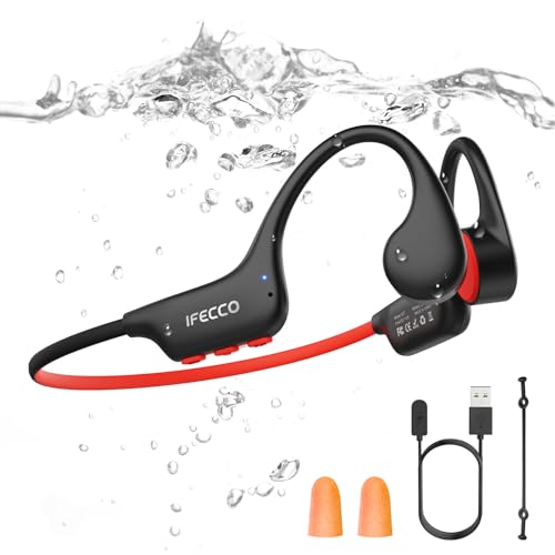 IFECCO Waterproof Bone Conduction Headphones 6.0 for Swimming - IP68, Underwater MP3, Bluetooth - Ideal for Running, Cycling