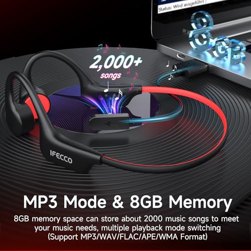 IFECCO Waterproof Bone Conduction Headphones 6.0 for Swimming - IP68, Underwater MP3, Bluetooth - Ideal for Running, Cycling